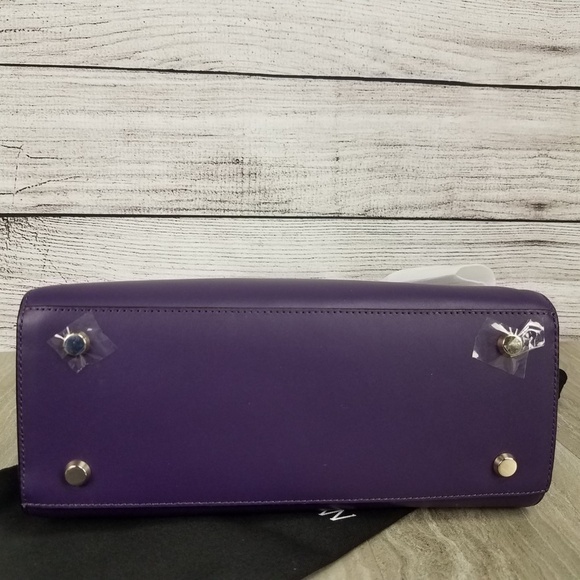 NEW Time\'s Arrow Ava Leather Mini Satchel Bag purse with Sheep Fur Purple $328